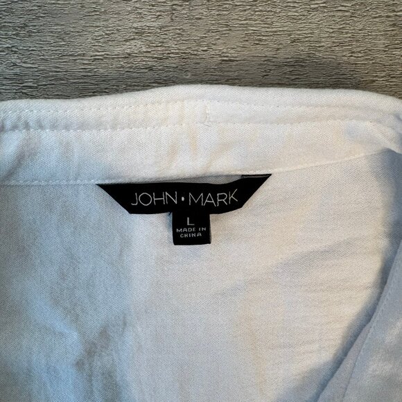 John Mark Eiffel Tower City Scene button down top size large L37 - Picture 2 of 5